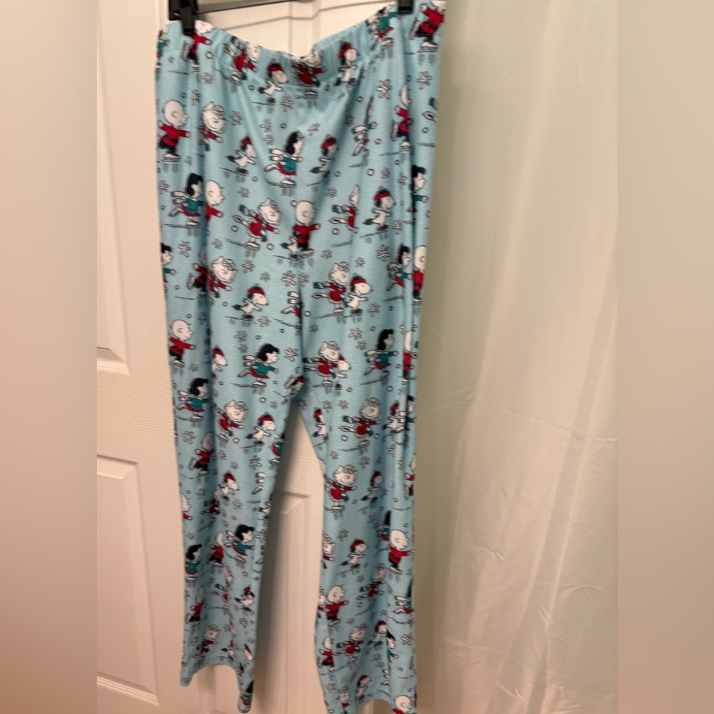 Peanuts Snowflake Snoopy Lucy Charlie Brown Skate Xmas PJ Pajama Bottoms XXL